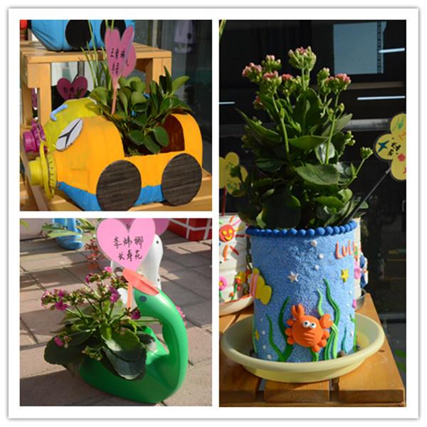 精美的花盆和绿色的植物 DIY 花盆和海豚花盆 家长纷纷在观 阳春三月,草长莺飞,又到了春暖添绿的时候。为了让孩子们亲身体验劳动的乐趣,感受种植的意义,培养动手能力和环保意识。普惠路第二幼儿园于4月15日开展播种春天 亲子种植活动。 走进普惠路第二幼儿园大门,映入眼帘的是精美的花盆展架和具有班级特色的设计。所有展出植物,都是幼儿和家长亲手种植的;然而让人想不到的是,优雅的天鹅花盆、帅气的豪车花盆、精美的手工DIY花盆、可爱的海豚花盆竟然是来自于生活中的废旧物品,如奶粉罐、洗衣液瓶子、轮胎、油桶等等