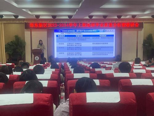 郑东新区地理教研员李慧芳做郑东新区2023-2024学年上学期初中地理学业质量分析