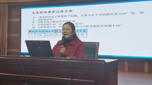 郑东新区物理教研员梁秋丽老师在进行典型试题分析